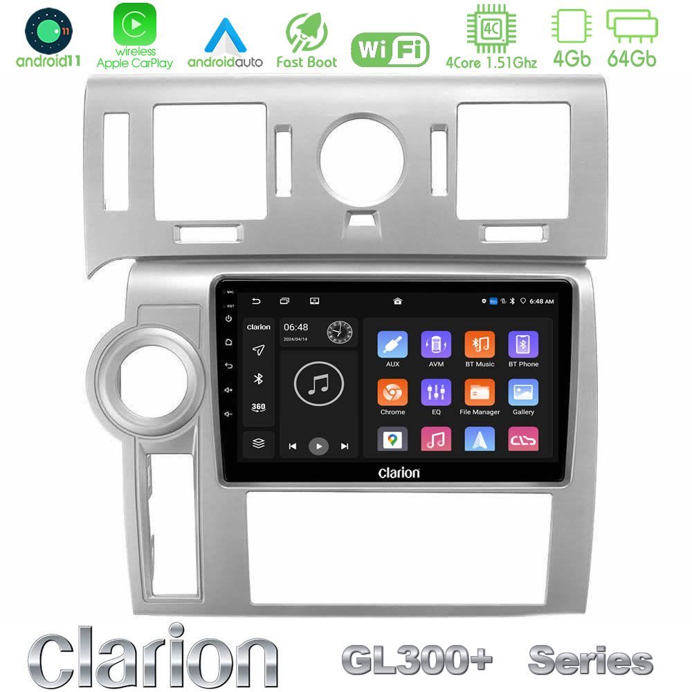 Clarion GL300+ Series 4Core Android11 4+64GB  Hummer H2 2008-2009 Navigation Multimedia Tablet 9"