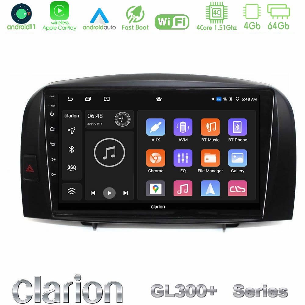 Clarion GL300+ Series 4Core Android11 4+64GB Hyundai Sonata 2005-2009 Navigation Multimedia Tablet 10"