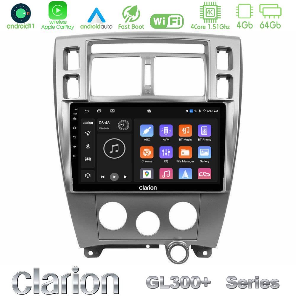 Clarion GL300+ Series 4Core Android11 4+64GB Hyundai Tucson Navigation Multimedia Tablet 10"