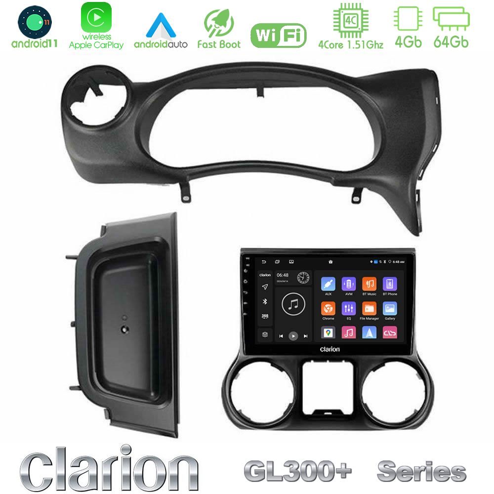 Clarion GL300+ Series 4Core Android11 4+64GB Jeep Wrangler 2014-2017 Navigation Multimedia Tablet 10"
