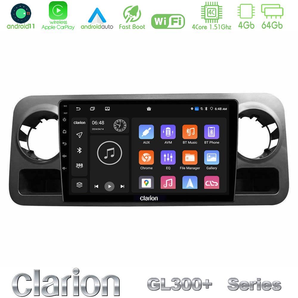 Clarion GL300+ Series 4Core Android11 4+64GB Mercedes Sprinter W907 Navigation Multimedia Tablet 10"