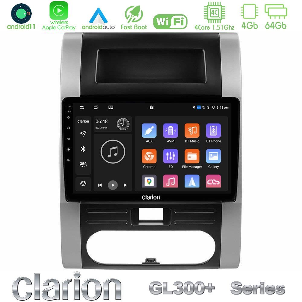 Clarion GL300+ Series 4Core Android11 4+64GB Nissan X-Trail T31 Navigation Multimedia Tablet 10"