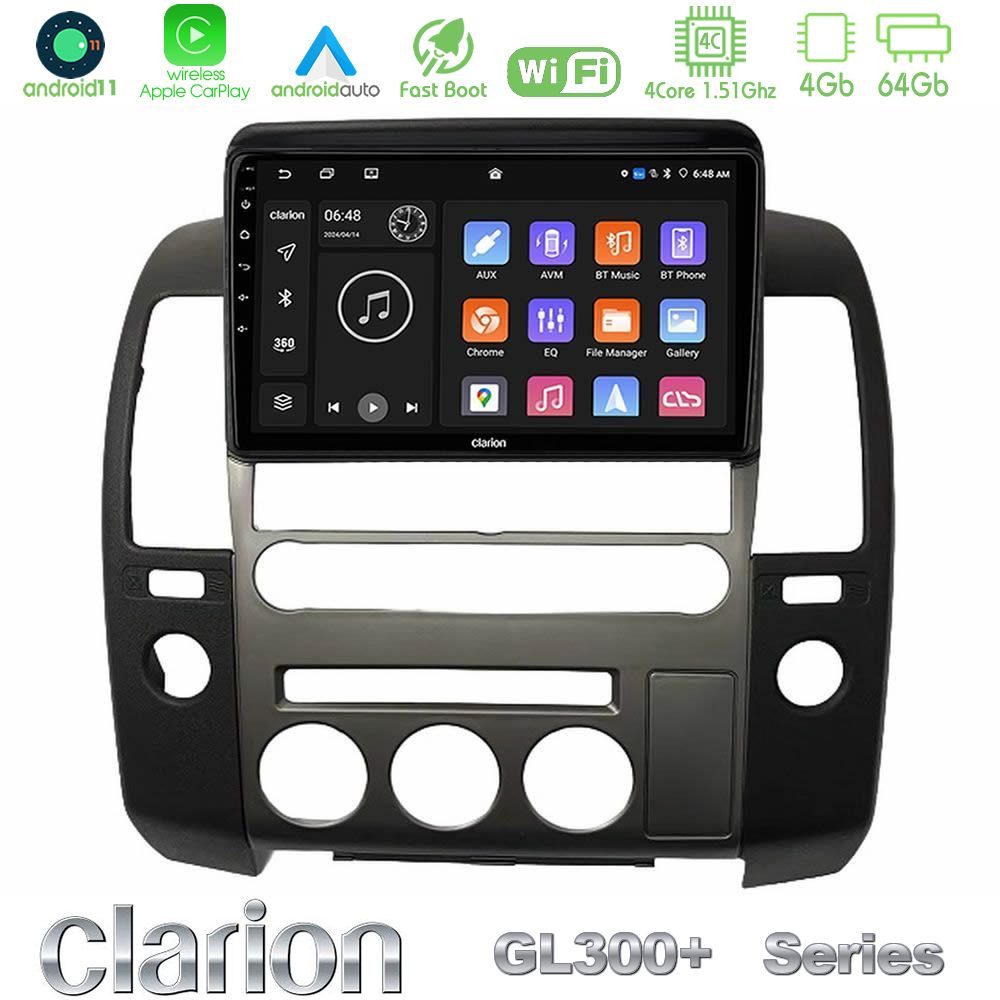 Clarion GL300+ Series 4Core Android11 4+64GB   Nissan Navara D40 2006-2012 (με εργ.οθόνη) Navigation Multimedia Tablet 9"