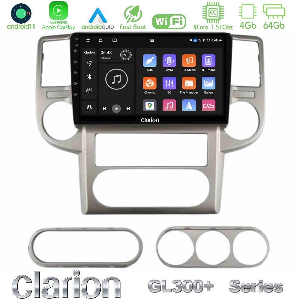 Clarion GL300+ Series 4Core Android11 4+64GB  Nissan X-Trail 2003-2007 Navigation Multimedia Tablet 10"