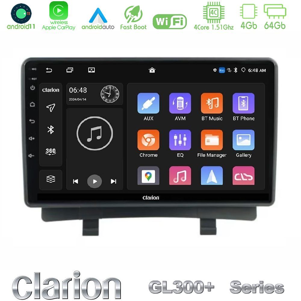 Clarion GL300+ Series 4Core Android11 4+64GB Opel Zafira 2012-2016 Navigation Multimedia Tablet 9"