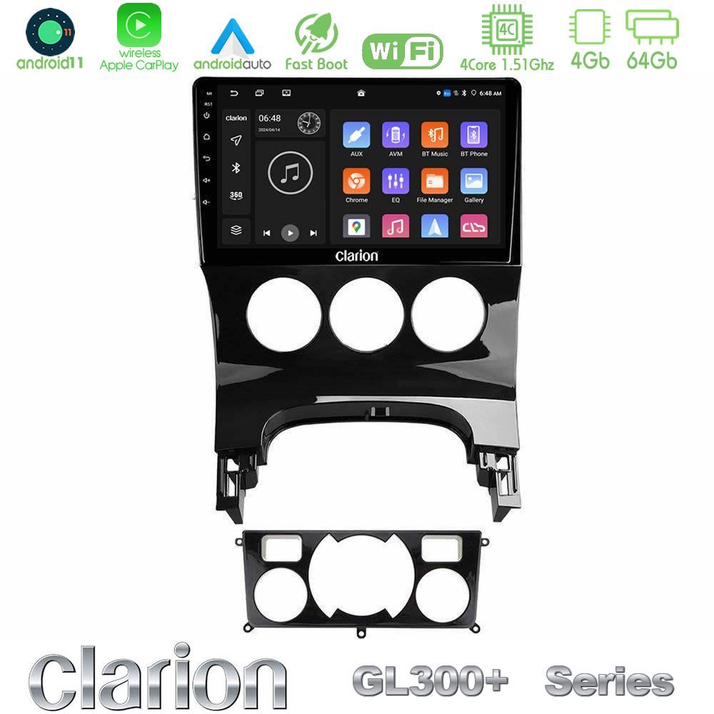 Clarion GL300+ Series 4Core Android11 4+64GB Peugeot 3008 AUTO A/C Navigation Multimedia Tablet 9"