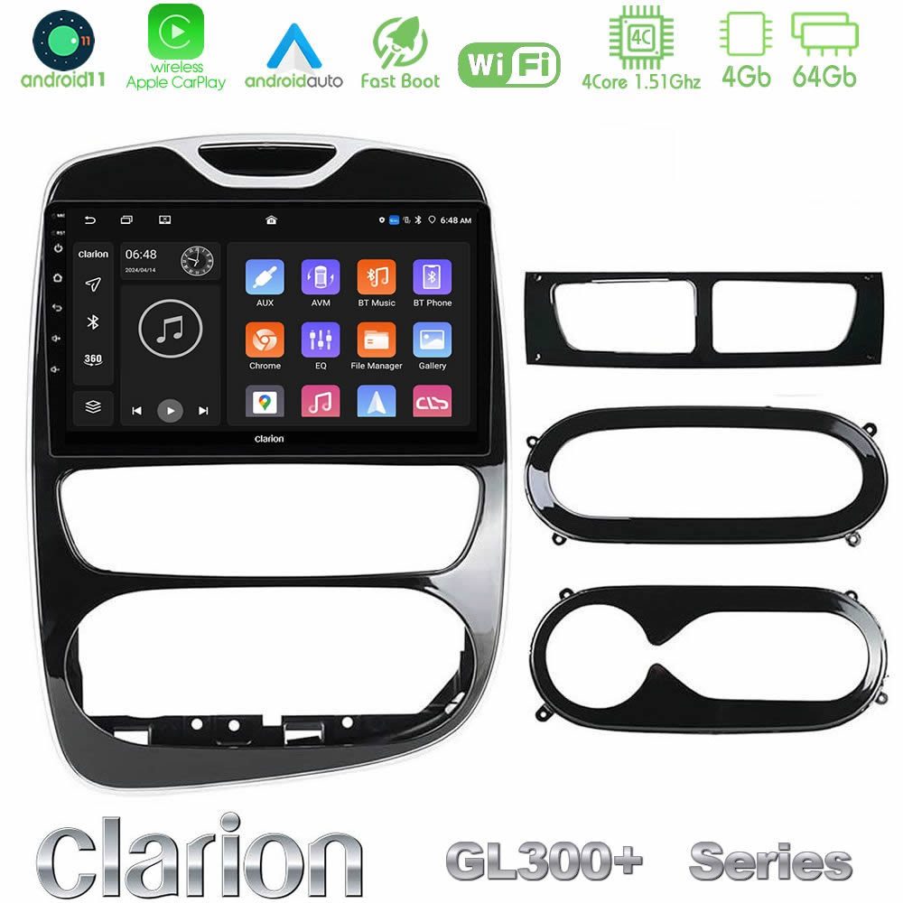 Clarion GL300+ Series 4Core Android11 4+64GB Renault Clio 2012-2019 Navigation Multimedia Tablet 9"
