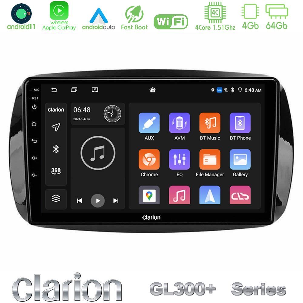 Clarion GL300+ Series 4Core Android11 4+64GB Smart 453 Navigation Multimedia Tablet 9"