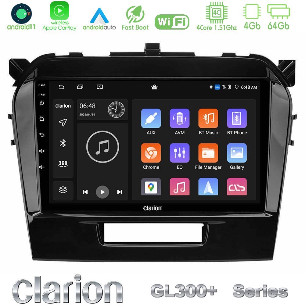 Clarion GL300+ Series 4Core Android11 4+64GB Suzuki Vitara 2015-2021 Navigation Multimedia Tablet 9"