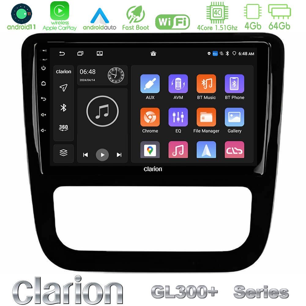 Clarion GL300+ Series 4Core Android11 4+64GB  VW Scirocco 2008-2014 Navigation Multimedia Tablet 9" (μαύρο γυαλιστερό)