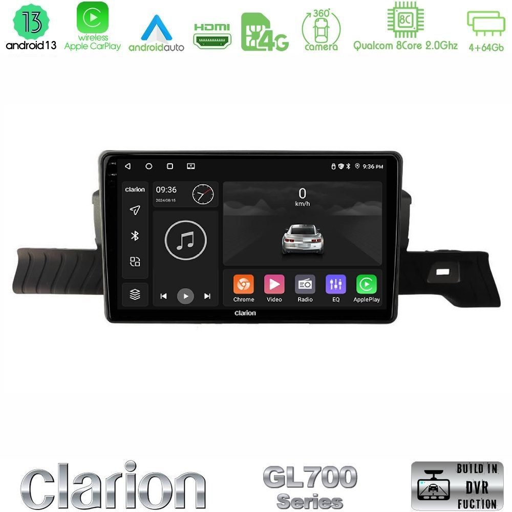 Clarion GL700 Series 8Core Android13 4+64GB Citroen C3 You 2025-> Navigation Multimedia Tablet 9" Με Carplay & Android Auto