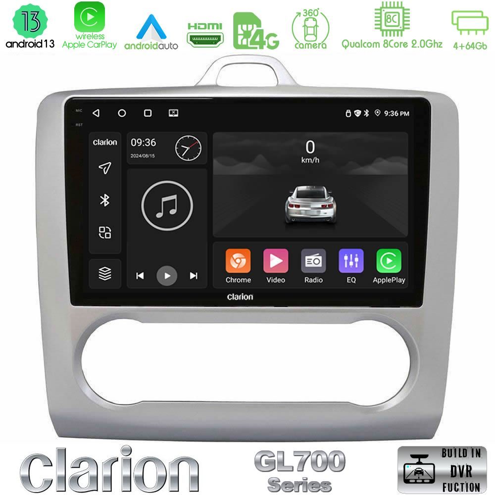 Clarion GL700 Series 8Core Android13 4+64GB Ford Focus Auto AC Navigation Multimedia Tablet 9" Με Carplay & Android Auto