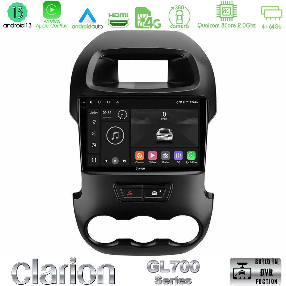 Clarion GL700 Series 8Core Android13 4+64GB Ford Ranger 2012-2016 Navigation Multimedia Tablet 9" Με Carplay & Android Auto