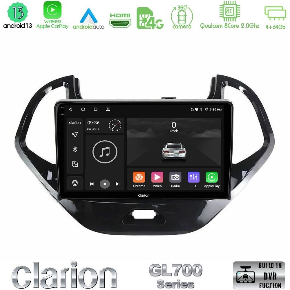Clarion GL700 Series 8Core Android13 4+64GB Ford KA 2016-2020 Navigation Multimedia Tablet 9" Με Carplay & Android Auto