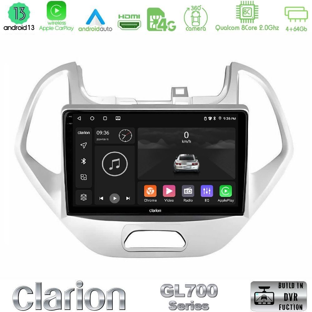 Clarion GL700 Series 8Core Android13 4+64GB Ford KA 2016-2020 Navigation Multimedia Tablet 9" Με Carplay & Android Auto