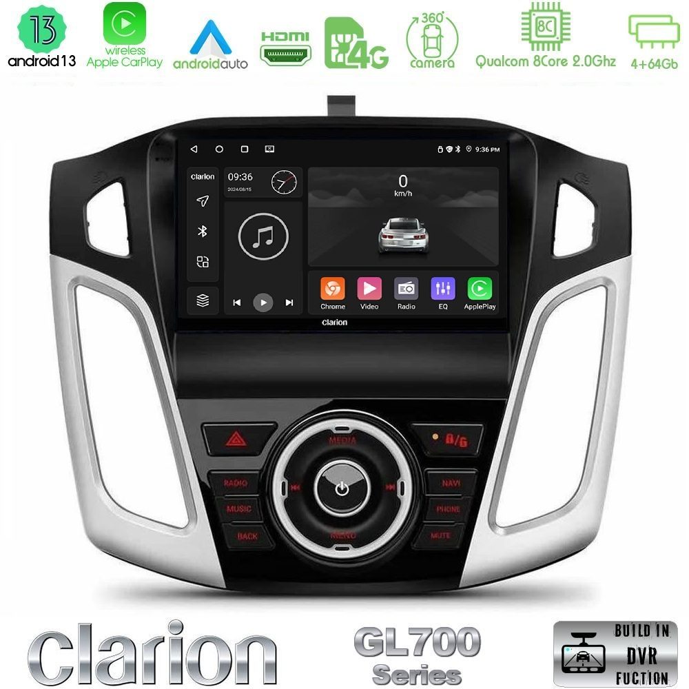 Clarion GL700 Series 8Core Android13 4+64GB Ford Focus 2012-2018 Navigation Multimedia Tablet 9" Με Carplay & Android Auto