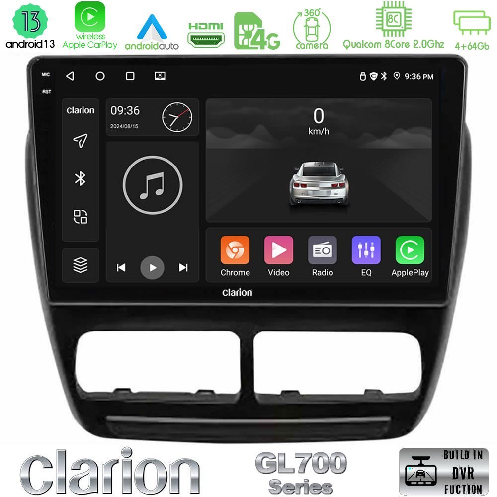 Clarion GL700 Series 8Core Android13 4+64GB Fiat Doblo / Opel Combo 2010-2014 Navigation Multimedia Tablet 9" Με Carplay & Android Auto