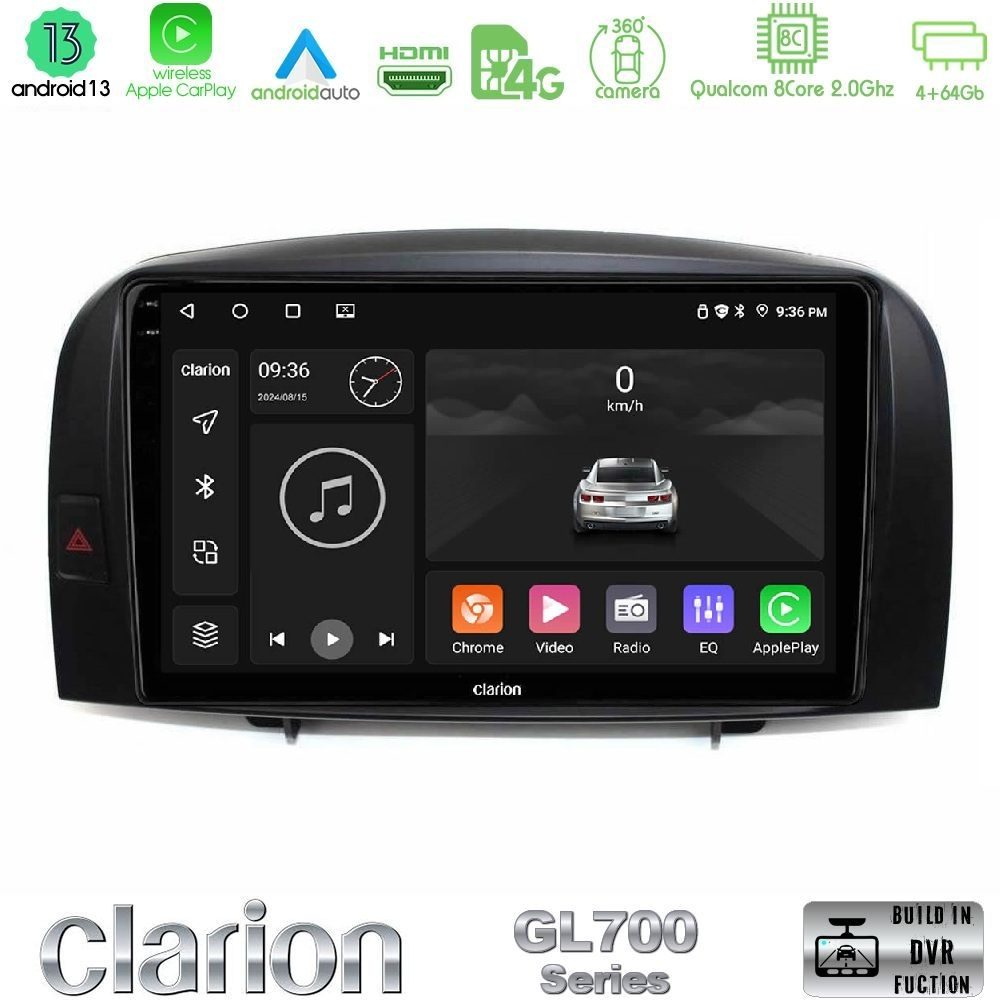 Clarion GL700 Series 8Core Android13 4+64GB Hyundai Sonata 2005-2009 Navigation Multimedia Tablet 10" Με Carplay & Android Auto