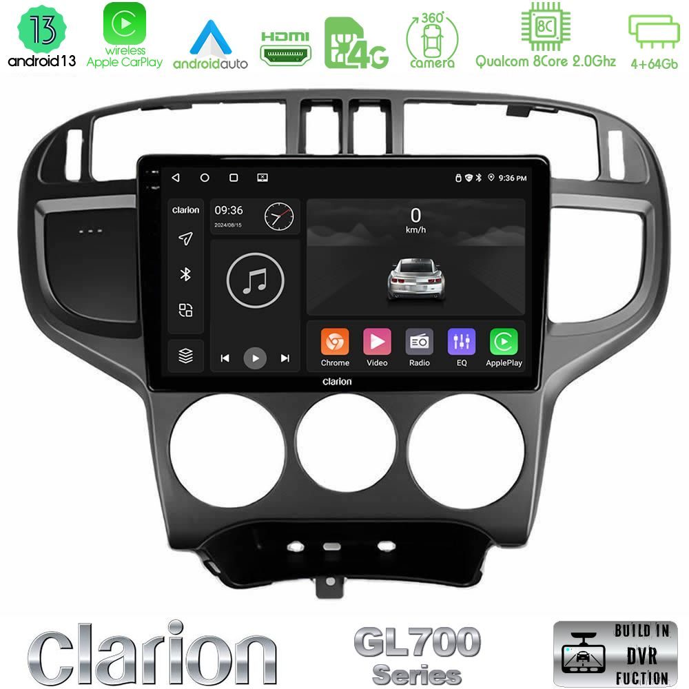 Clarion GL700 Series 8Core Android13 4+64GB Hyundai Matrix 2001-2010 Navigation Multimedia Tablet 9" Με Carplay & Android Auto