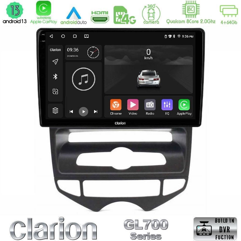 Clarion GL700 Series 8Core Android13 4+64GB Hyundai ix20 2010-2020 (AUTO A/C) Navigation Multimedia Tablet 10" Με Carplay & Android Auto