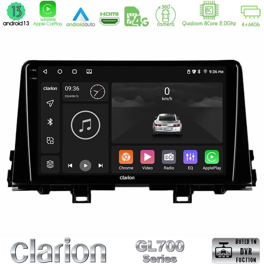 Clarion GL700 Series 8Core Android13 4+64GB Kia Picanto 2017-2021 Navigation Multimedia Tablet 9" Με Carplay & Android Auto