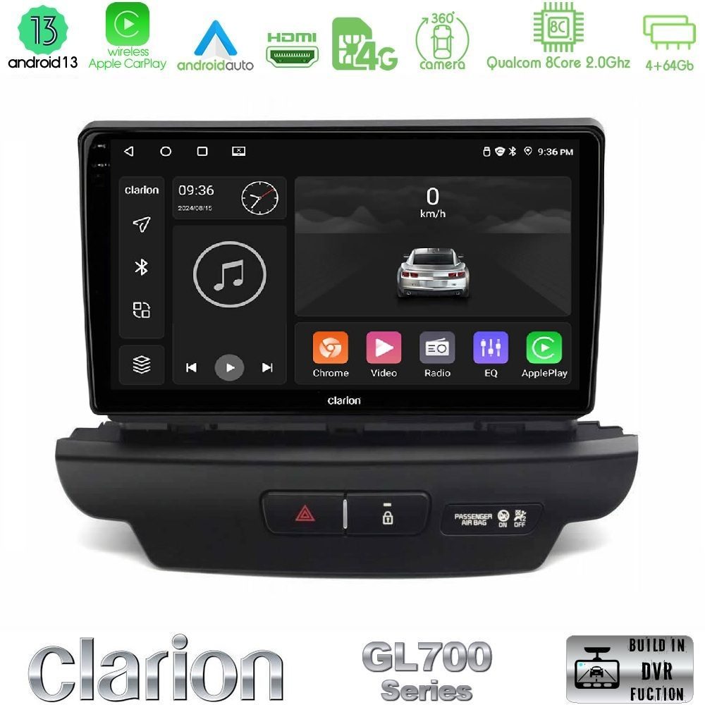 Clarion GL700 Series 8Core Android13 4+64GB Kia Ceed 2018-2023 Navigation Multimedia Tablet 9" Με Carplay & Android Auto (Low Version)