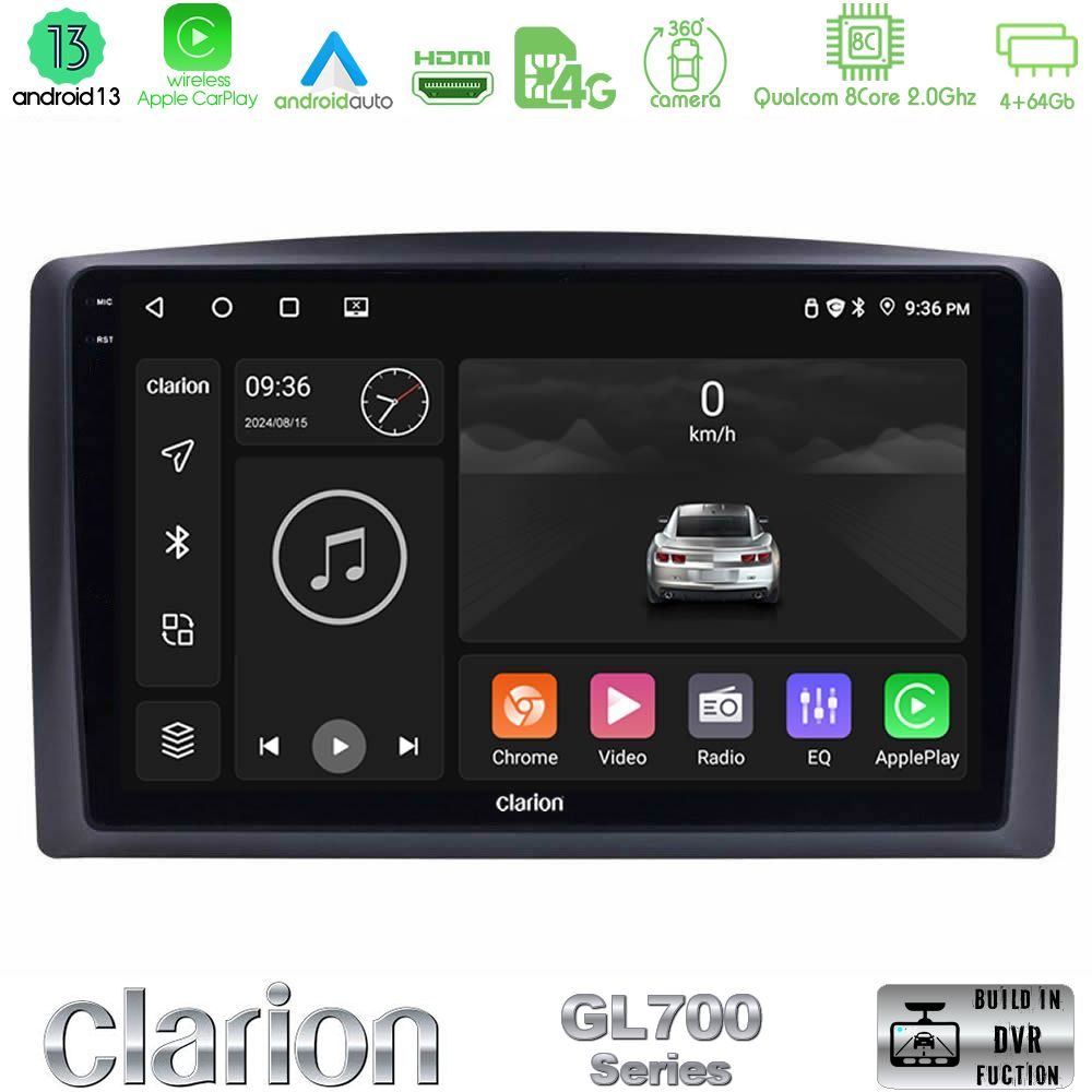 Clarion GL700 Series 8Core Android13 4+64GB Mercedes Vito 2015-2021 Navigation Multimedia Tablet 10" Με Carplay & Android Auto