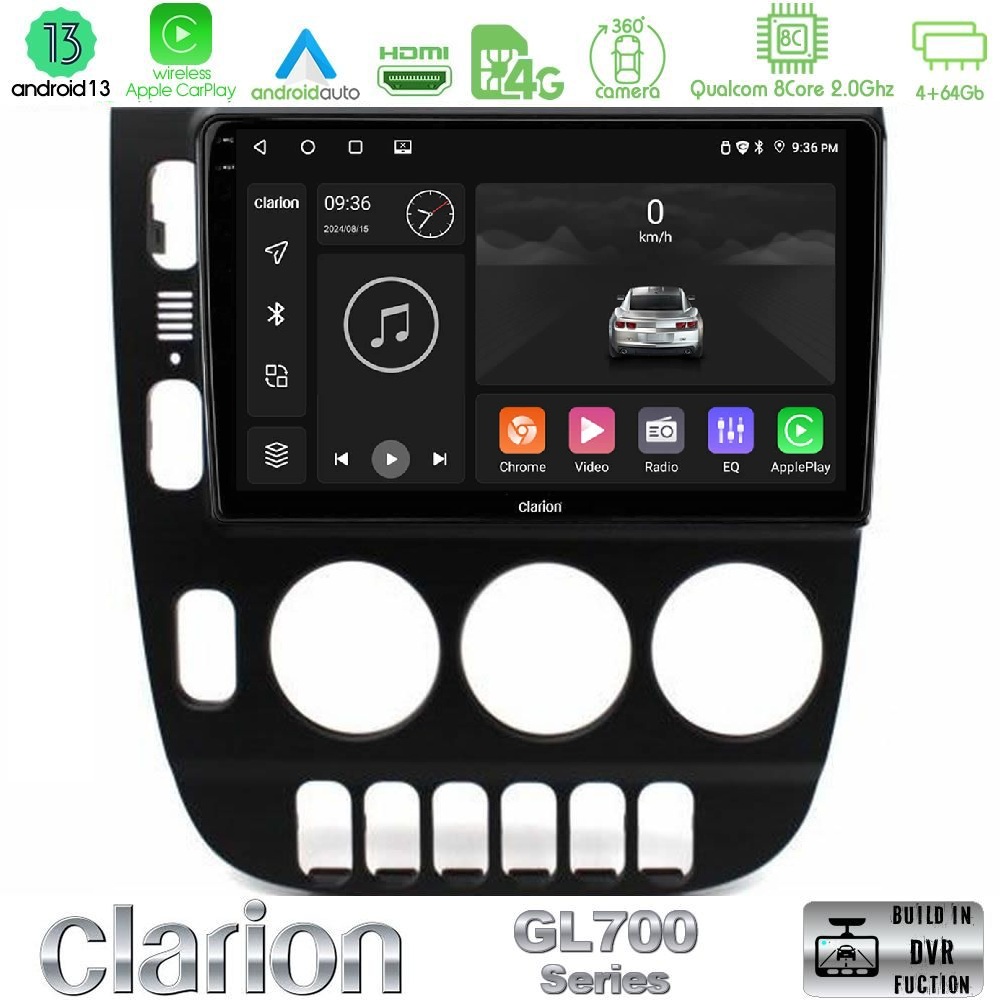 Clarion GL700 Series 8Core Android13 4+64GB Mercedes ML Class (W163) 1998-2005 Navigation Multimedia Tablet 9" Με Carplay & Android Auto