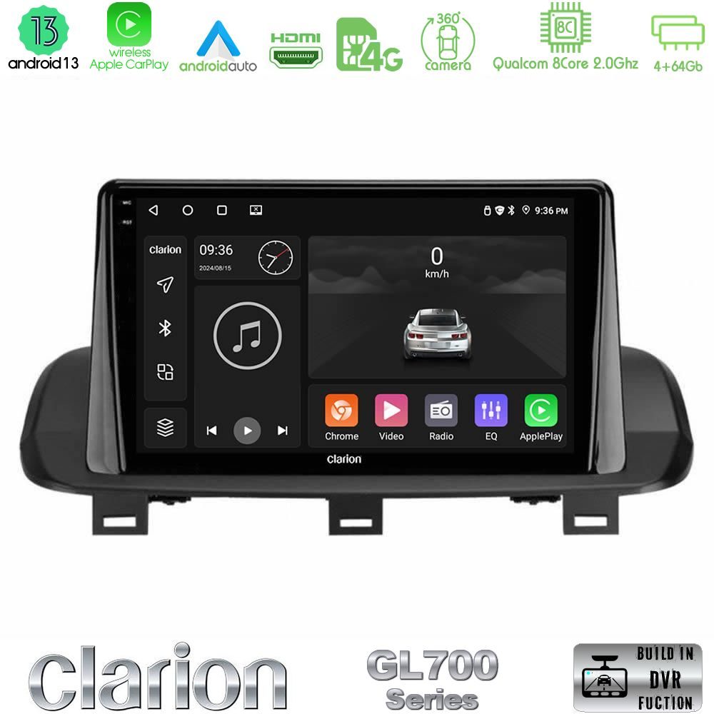 Clarion GL700 Series 8Core Android13 4+64GB Nissan Qashqai J12 & X-Trail T33 Navigation Multimedia Tablet 10" Με Carplay & Android Auto
