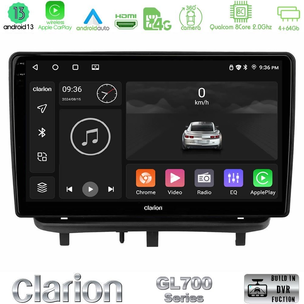 Clarion GL700 Series 8Core Android13 4+64GB Opel Corsa D 2006-2014 Navigation Multimedia Tablet 9" Με Carplay & Android Auto (Top Mount)
