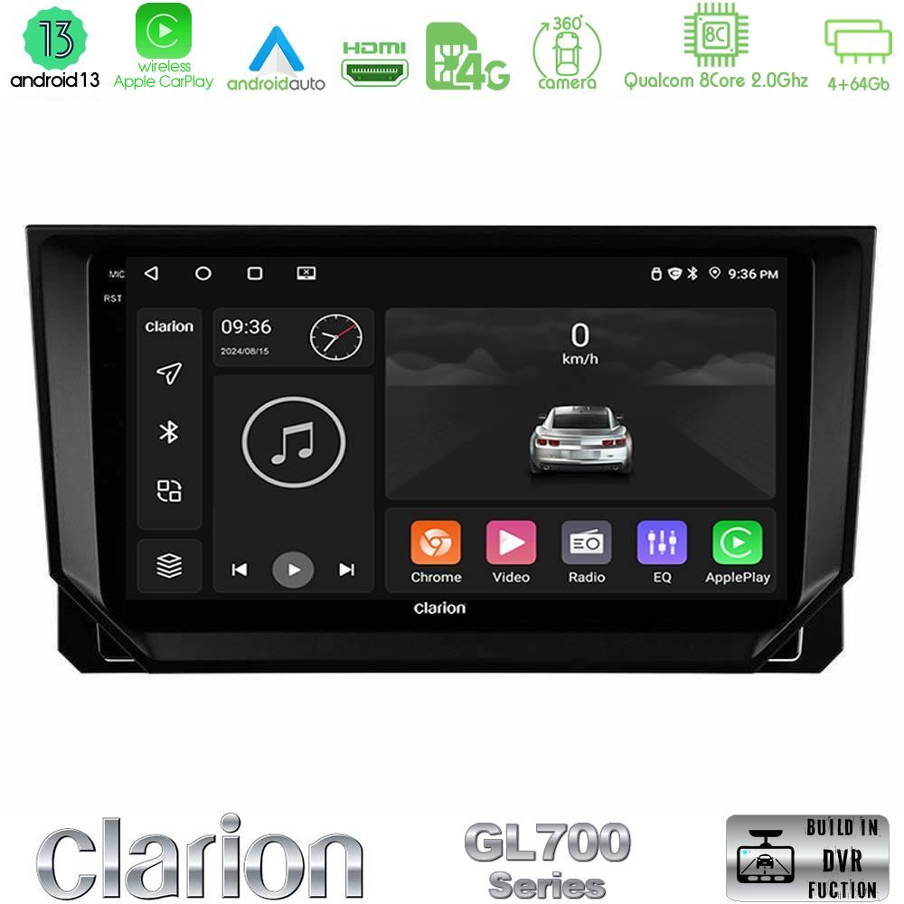 Clarion GL700 Series 8Core Android13 4+64GB Seat Arona/Ibiza Navigation Multimedia Tablet 9" Με Carplay & Android Auto