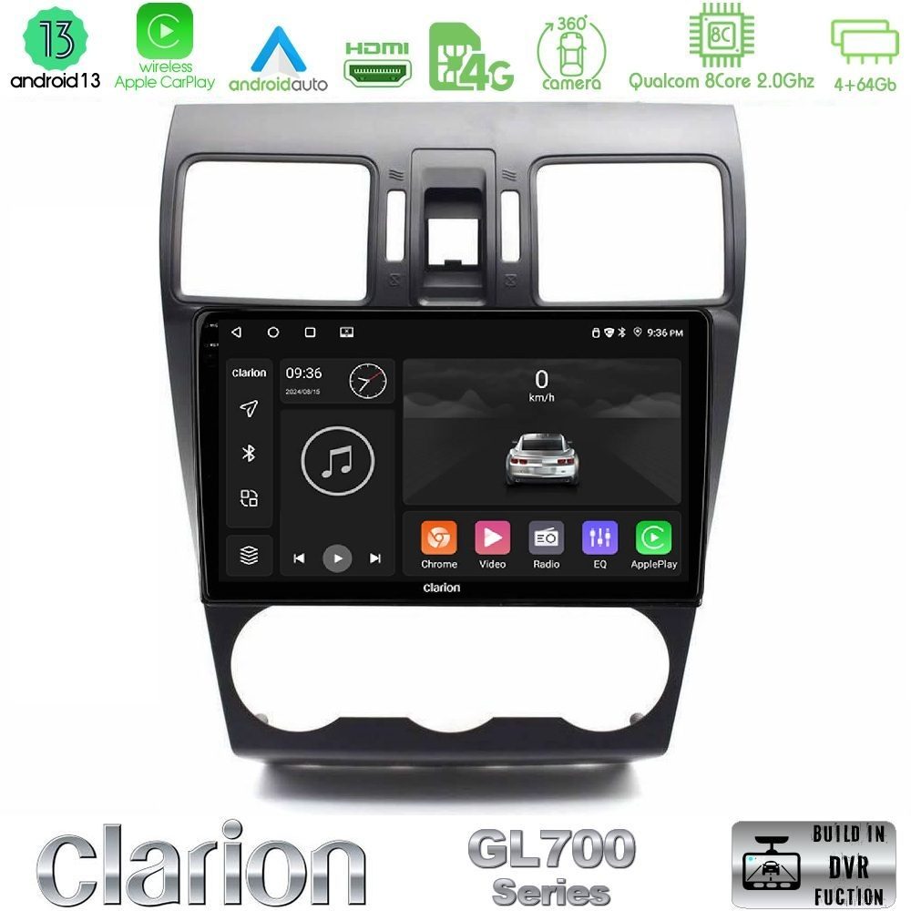 Clarion GL700 Series 8Core Android13 4+64GB Subaru Forester 2015-2018 Navigation Multimedia Tablet 9" Με Carplay & Android Auto