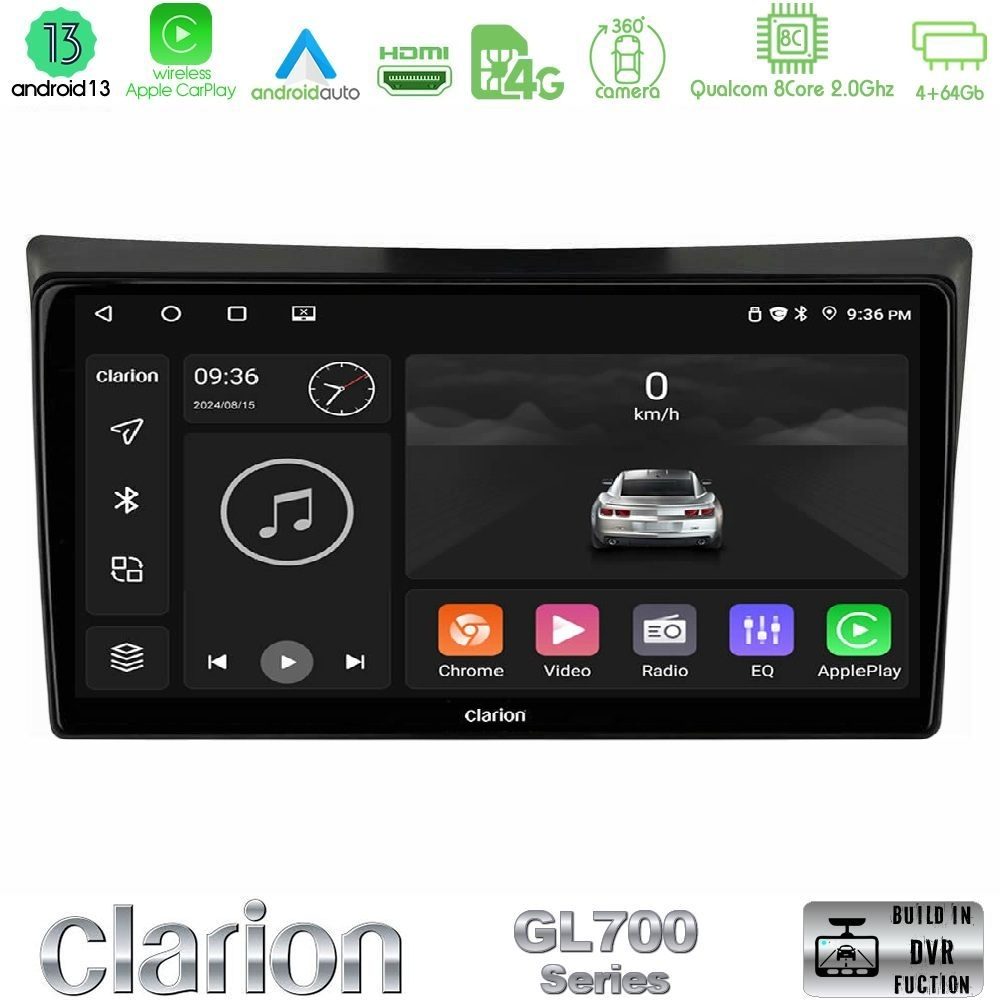 Clarion GL700 Series 8Core Android13 4+64GB Ssangyong Rexton 2002-2006 Navigation Multimedia Tablet 9" Με Carplay & Android Auto