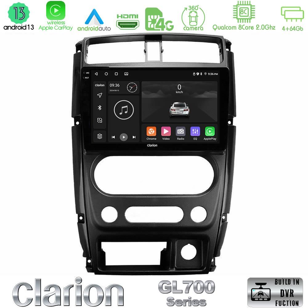 Clarion GL700 Series 8Core Android13 4+64GB Suzuki Jimny 2007-2017 Navigation Multimedia Tablet 9" Με Carplay & Android Auto Clarion GL700 Series 8Core Android13 4+64GB Suzuki Jimny 2007-2017 Navigation Multimedia Tablet 9" Με Carplay & Android Auto