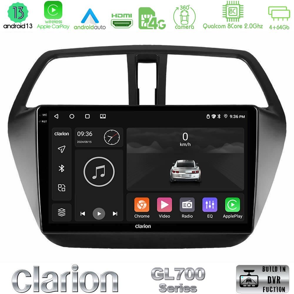 Clarion GL700 Series 8Core Android13 4+64GB Suzuki SX4 S-Cross Navigation Multimedia Tablet 9" Με Carplay & Android Auto