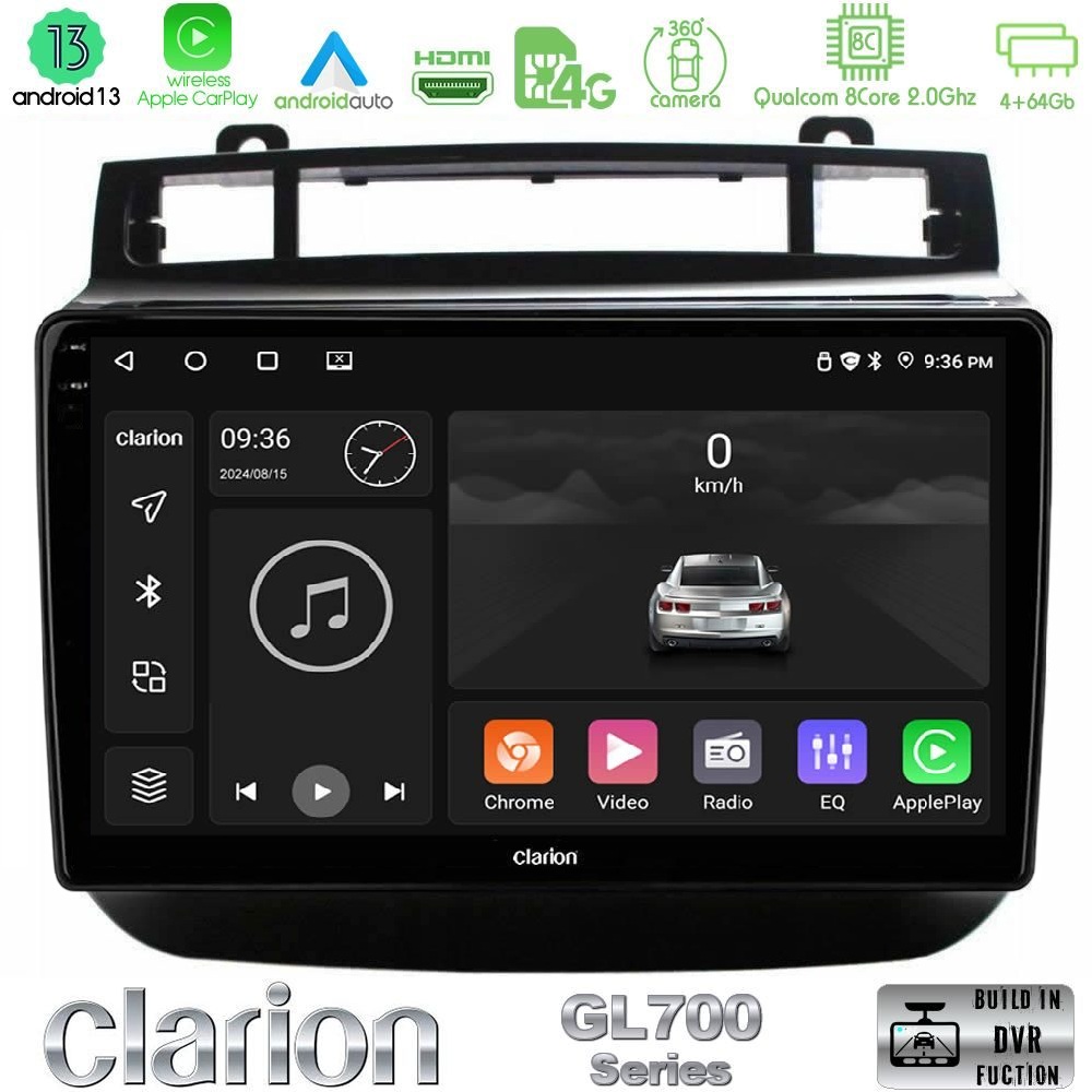 Clarion GL700 Series 8Core Android13 4+64GB VW Touareg 2011-2018 Navigation Multimedia Tablet 9" Με Carplay & Android Auto