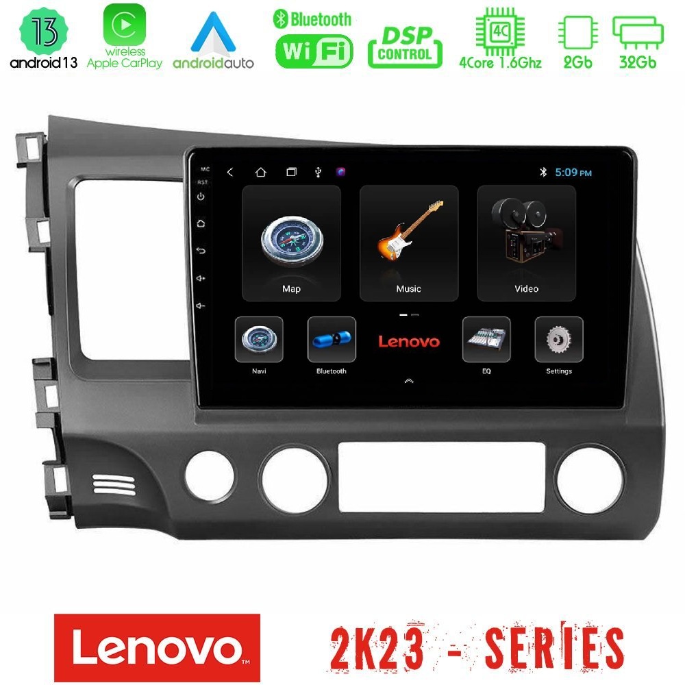 Lenovo Car Pad Honda Civic 2006-2011 4Core Android 13 2+32GB Navigation Multimedia Tablet 10"