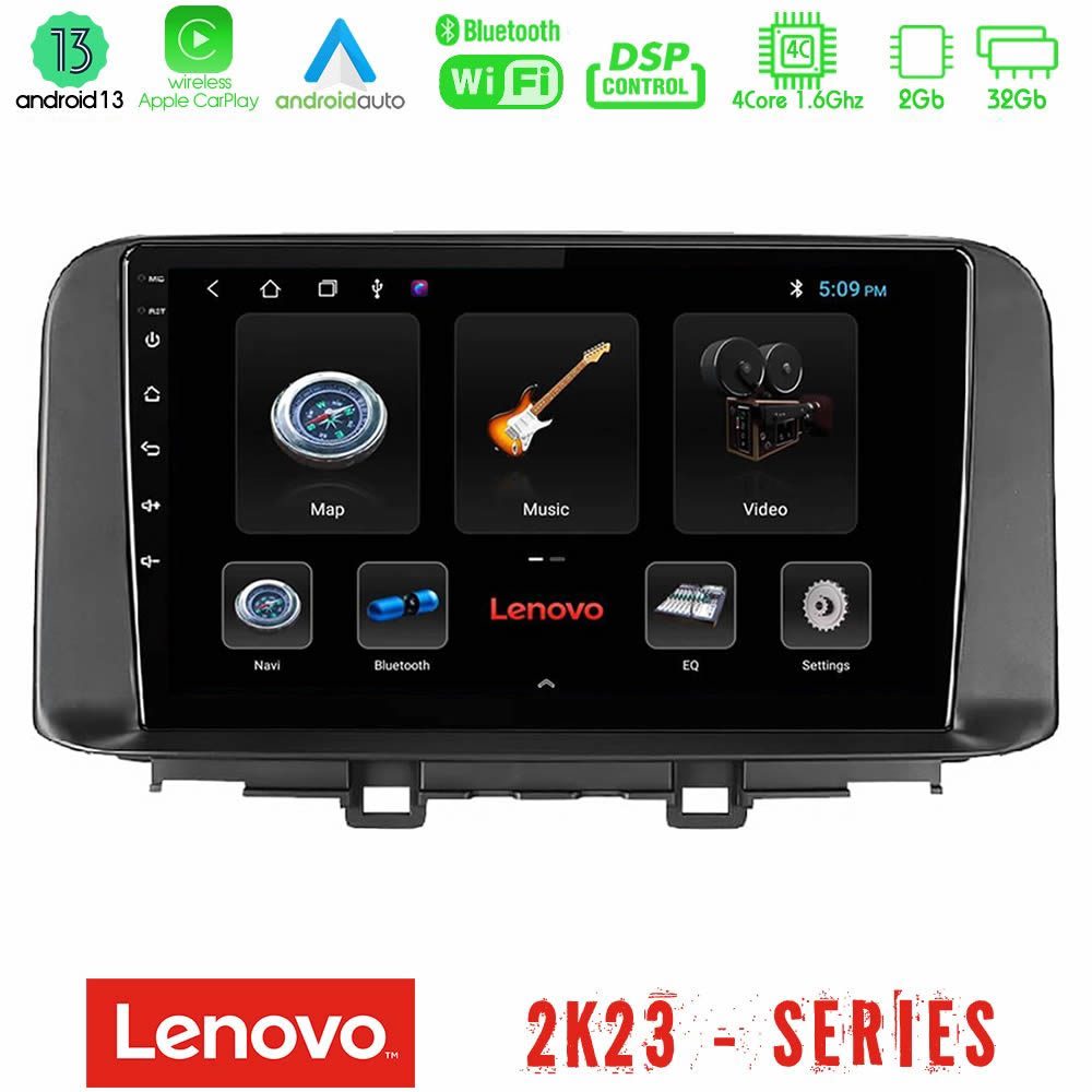 Lenovo Car Pad Hyundai Kona 2018-2023 4Core Android 13 2+32GB Navigation Multimedia Tablet 10"