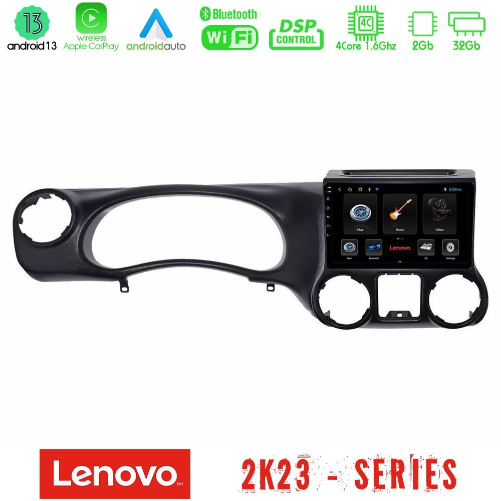Lenovo Car Pad Jeep Wrangler 2011-2014 4Core Android 13 2+32GB Navigation Multimedia Tablet 10"