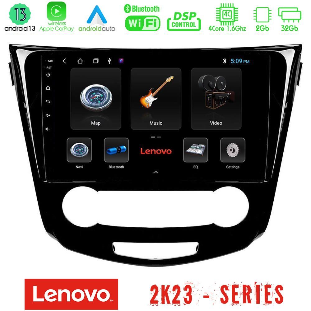 Lenovo Car Pad Nissan Qashqai J11 (Manual A/C) 4Core Android 13 2+32GB Navigation Multimedia Tablet 10"