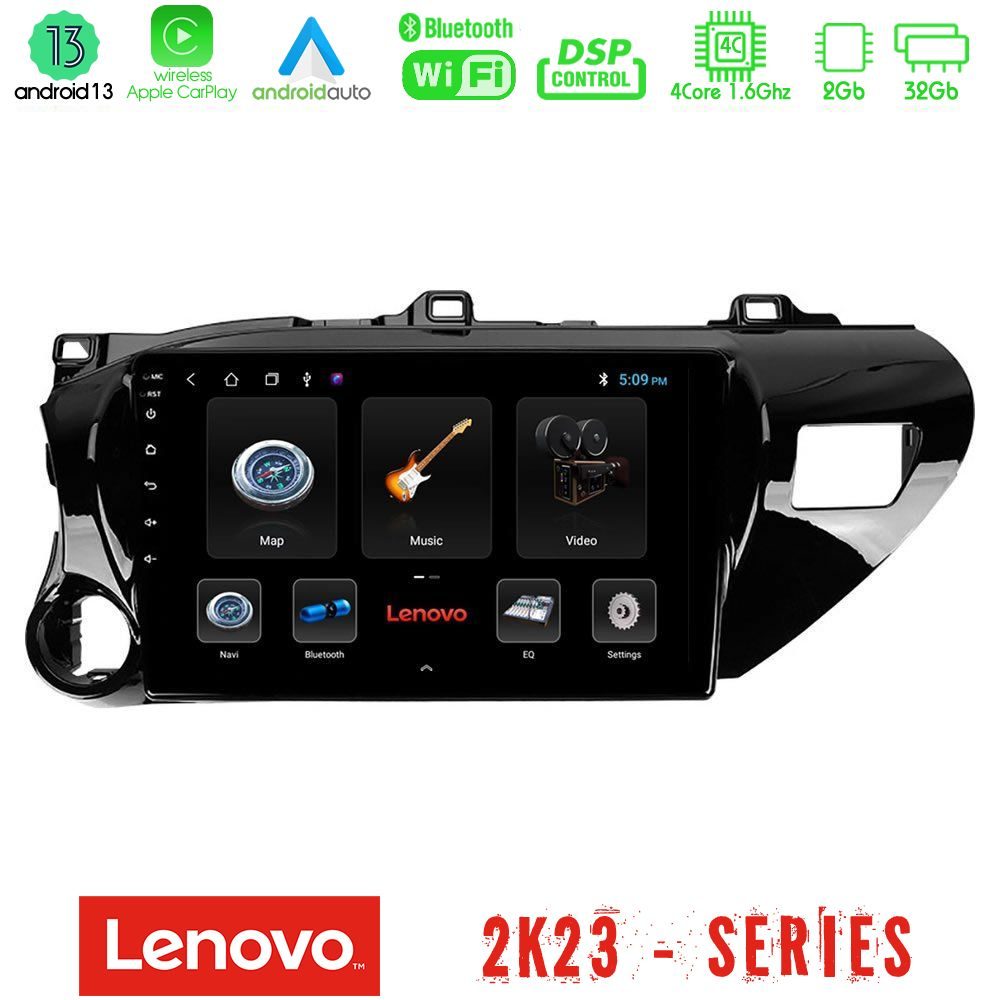 Lenovo Car Pad Toyota Hilux 2017-2021 4Core Android 13 2+32GB Navigation Multimedia Tablet 10"
