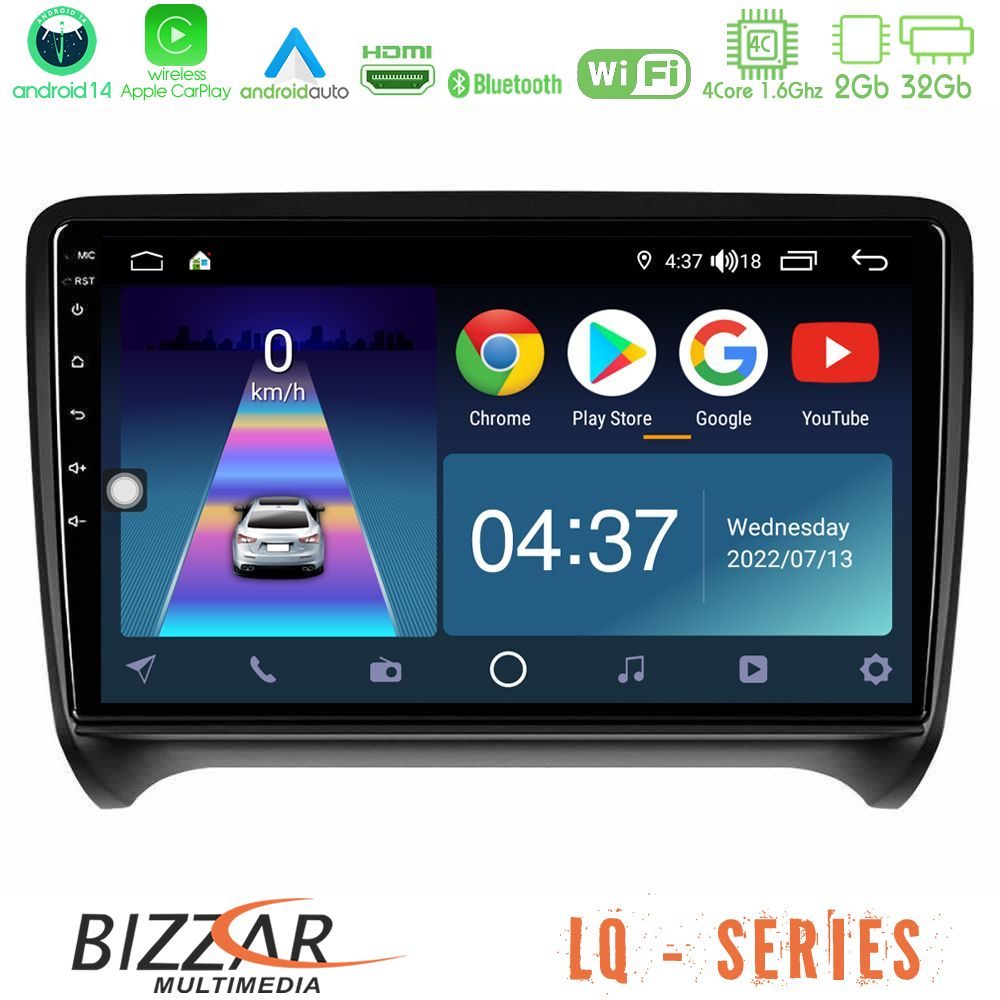 Bizzar LQ Series 4Core Android14 2+32GB Audi TT B7 Navigation Multimedia Tablet 9" Με Carplay & Android Auto