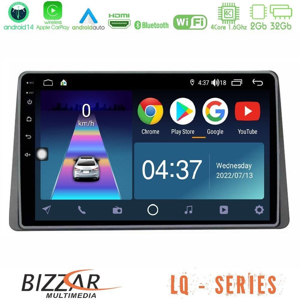 Bizzar LQ Series 4Core Android14 2+32GB Dacia Duster 2022-2024 Navigation Multimedia Tablet 9" Με Carplay & Android Auto