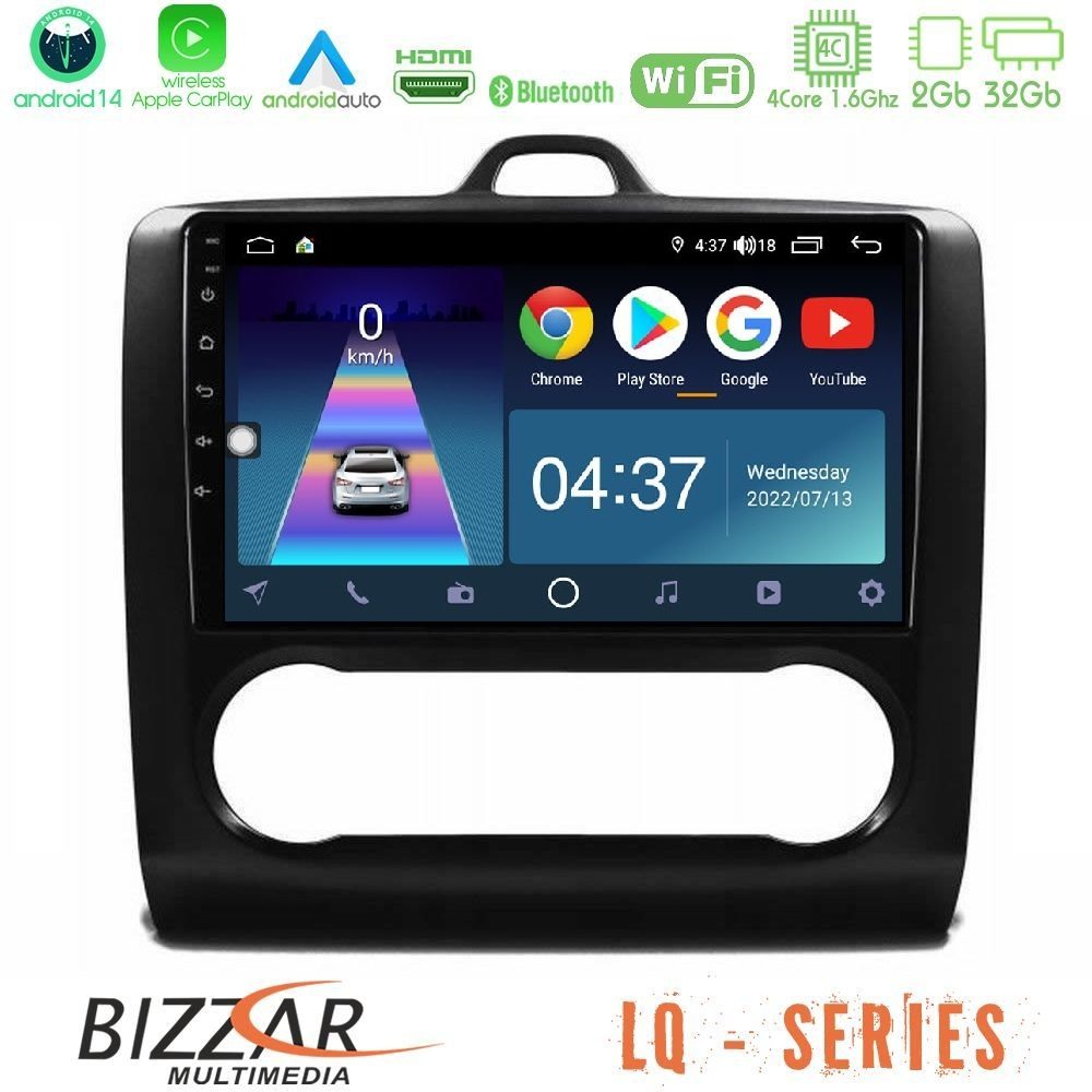 Bizzar LQ Series 4Core Android14 2+32GB Ford Focus Auto AC Navigation Multimedia Tablet 9" Με Carplay & Android Auto