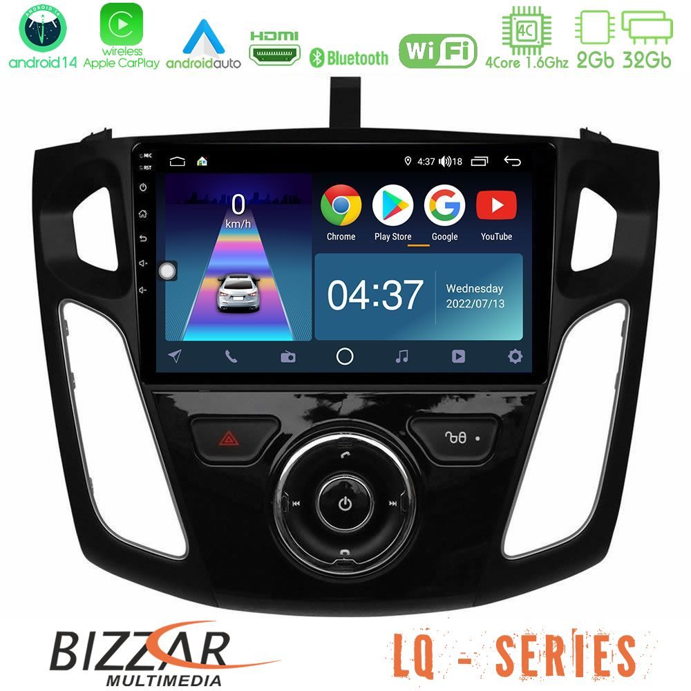 Bizzar LQ Series 4Core Android14 2+32GB Ford Focus 2012-2018 Navigation Multimedia Tablet 9" Με Carplay & Android Auto