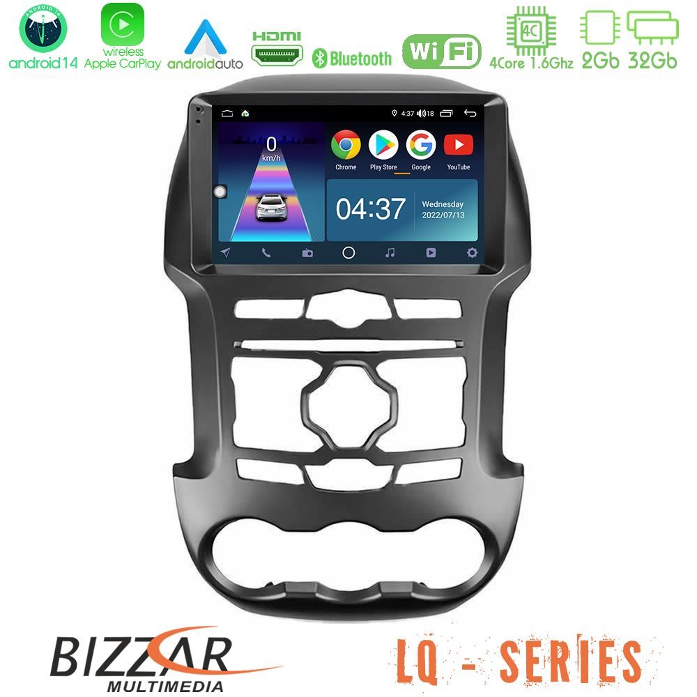 Bizzar LQ Series 4Core Android14 2+32GB Ford Ranger 2012-2016 Navigation Multimedia Tablet 9" Με Carplay & Android Auto