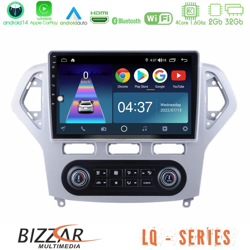 Bizzar LQ Series 4Core Android14 2+32GB Ford Mondeo 2007-2011 (Auto A/C) Navigation Multimedia Tablet 10" Με Carplay & Android Auto
