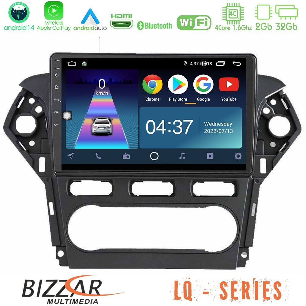 Bizzar LQ Series 4Core Android14 2+32GB Ford Mondeo 2011-2014 Navigation Multimedia Tablet 10" Με Carplay & Android Auto
