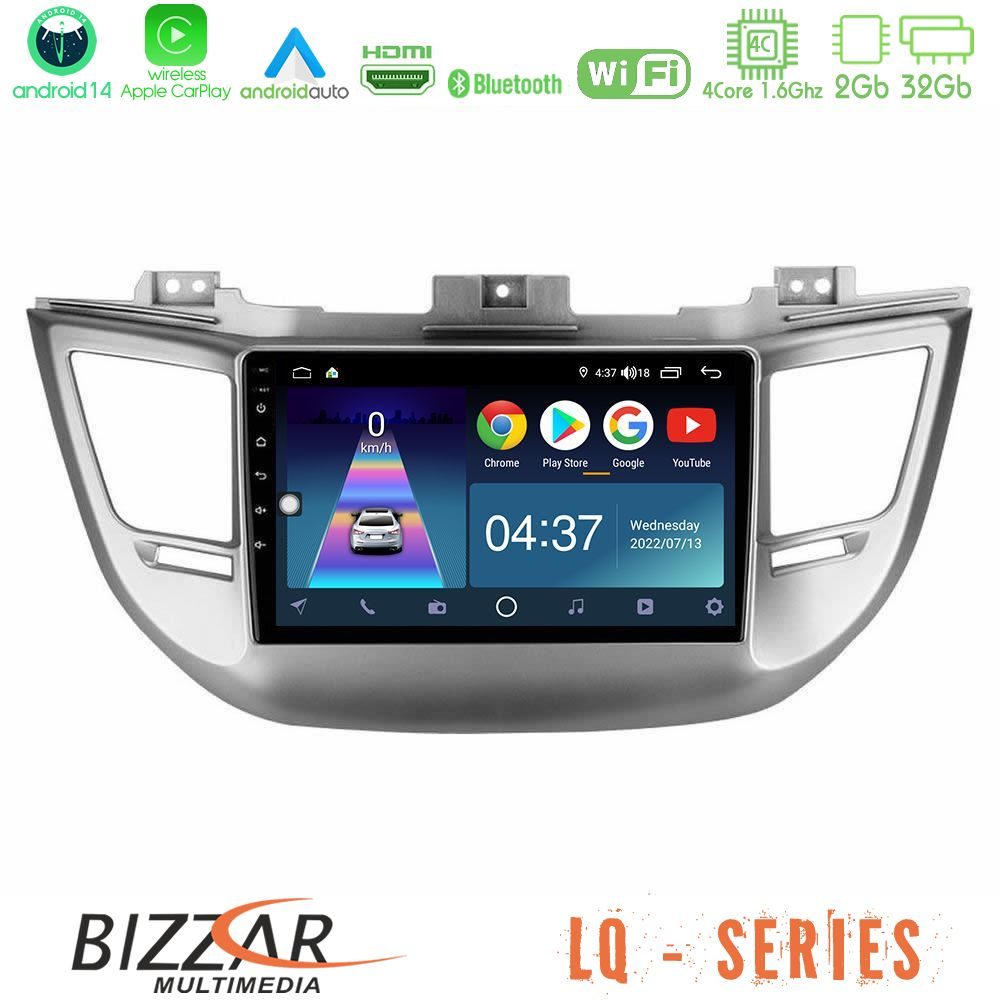 Bizzar LQ Series 4Core Android14 2+32GB Hyundai Tucson 2015-2018 Navigation Multimedia Tablet 9" Με Carplay & Android Auto
