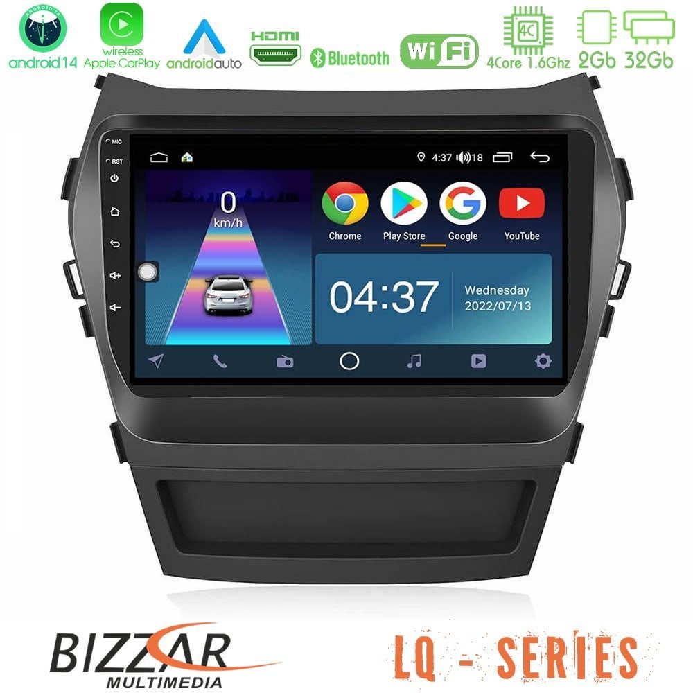Bizzar LQ Series 4Core Android14 2+32GB Hyundai iX45 2012-2017 Navigation Multimedia Tablet 9" Με Carplay & Android Auto